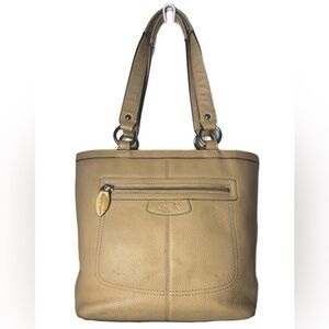 Coach Penelope Beige Pebbled Leather Tote
